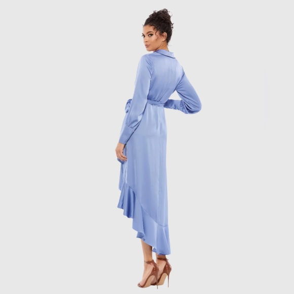 MAC DUGGAL Long Sleeve Faux Wrap Midi Dress - Picture 3 of 5